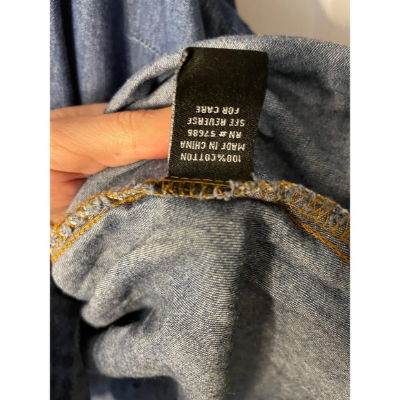 New Look Women's 3X Blue Denim Button Front Long Sleeve Shirt Classic Style - Picture 3 of 4